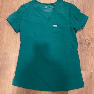 Figs hunter green one pocket scrub top